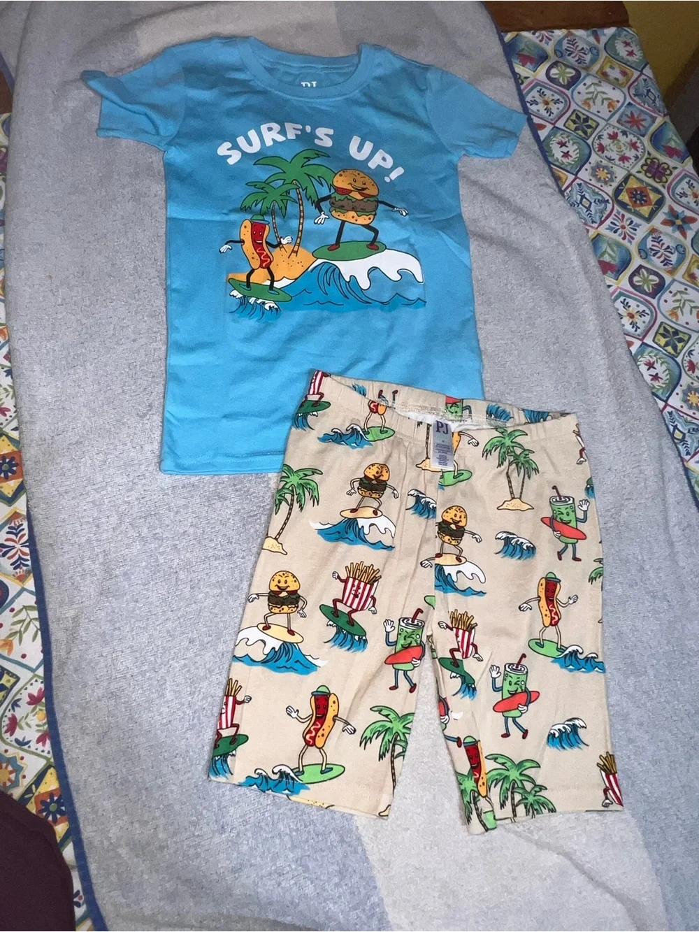 The Children's Place Turquoise Surf's Up Burger & Fries Matching Set - Picture 2 of 5